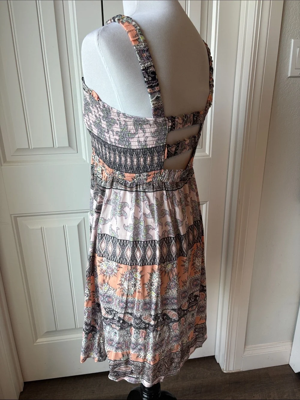 art class Peach and Black Patterned Midi Dress